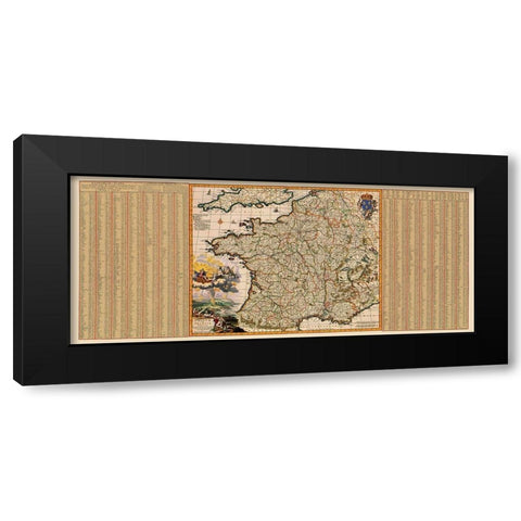 France - Visscher 1680 Black Modern Wood Framed Art Print by Visscher