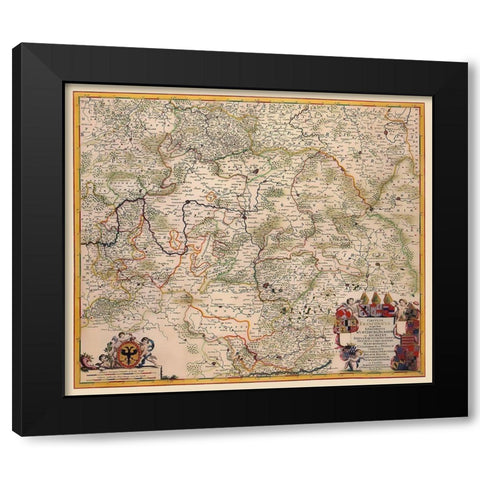 Franconia Germany - De Wit 1688 Black Modern Wood Framed Art Print by De Wit