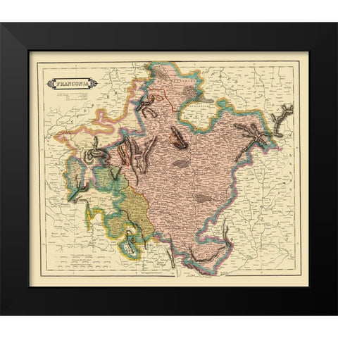 Franconia Duchy Germany - Hamilton 1831 Black Modern Wood Framed Art Print by Hamilton