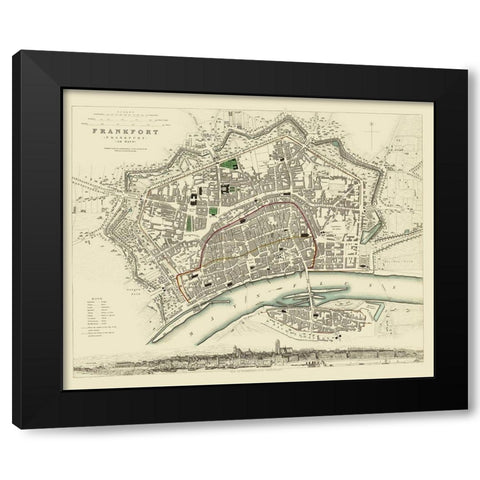 Frankfurt Germany - Chapman 1837 Black Modern Wood Framed Art Print with Double Matting by Chapman