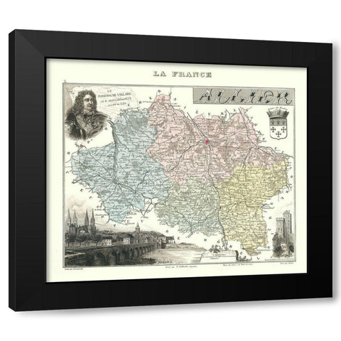 Allier Region France - Migeon 1869 Black Modern Wood Framed Art Print by Migeon