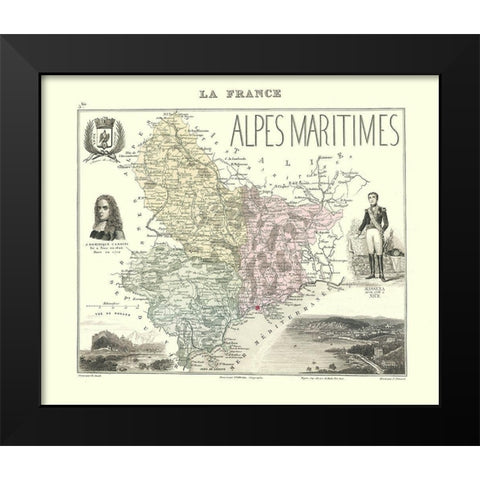 Alpes Maritimes Region France - Migeon 1869 Black Modern Wood Framed Art Print by Migeon