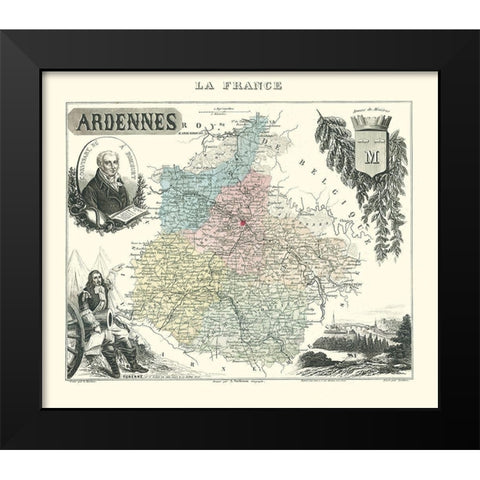 Ardennes Region France - Migeon 1869 Black Modern Wood Framed Art Print by Migeon