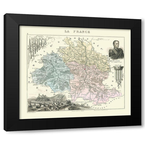 Ariege Region France - Migeon 1869 Black Modern Wood Framed Art Print by Migeon