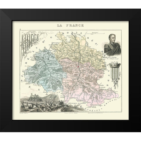 Ariege Region France - Migeon 1869 Black Modern Wood Framed Art Print by Migeon