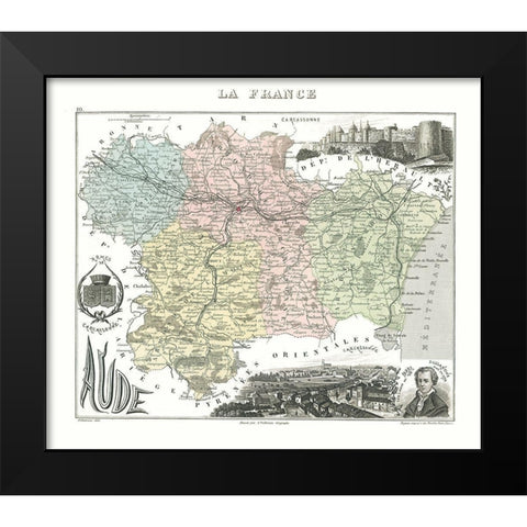 Aude Region France - Migeon 1869 Black Modern Wood Framed Art Print by Migeon