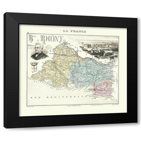 Bouches du Rhone Region France - Migeon 1896 Black Modern Wood Framed Art Print with Double Matting by Migeon