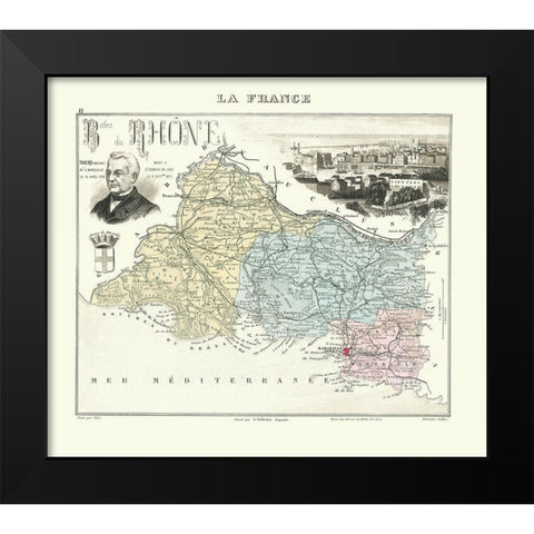 Bouches du Rhone Region France - Migeon 1896 Black Modern Wood Framed Art Print by Migeon