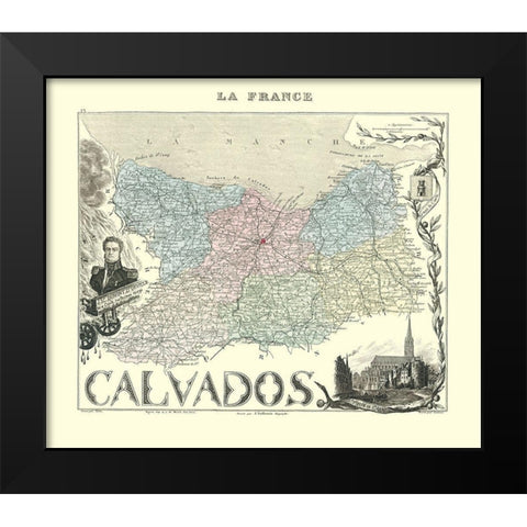 Calvados Region France - Migeon 1869 Black Modern Wood Framed Art Print by Migeon