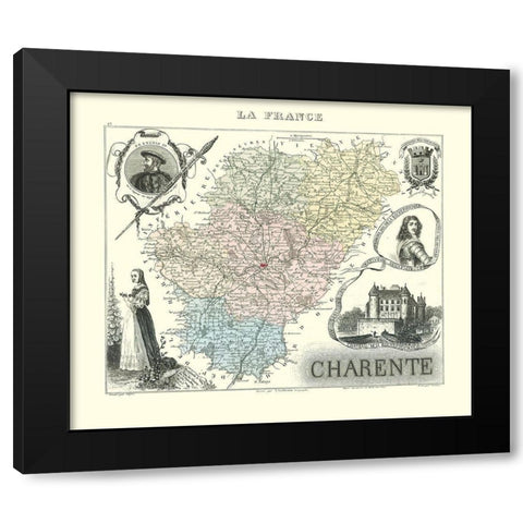 Charente Region France - Migeon 1869 Black Modern Wood Framed Art Print by Migeon