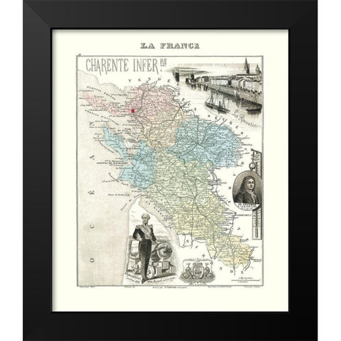 Charente Inferieure France - Migeon 1869 Black Modern Wood Framed Art Print by Migeon