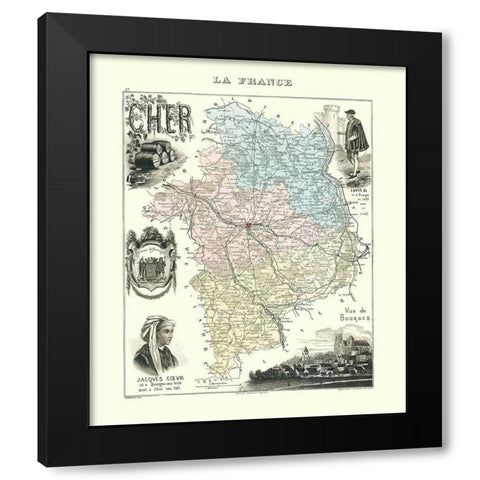 Cher Region France - Migeon 1869 Black Modern Wood Framed Art Print by Migeon