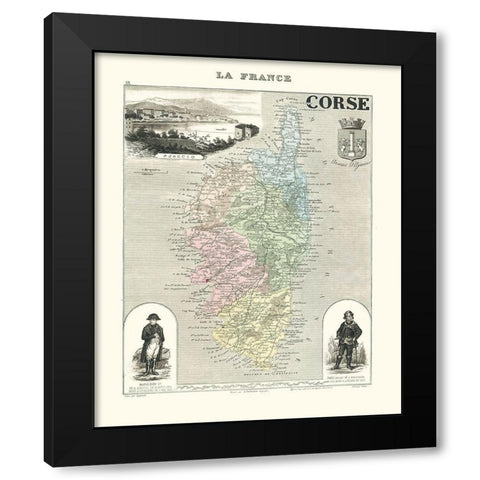 Corse Region France - Migeon 1869 Black Modern Wood Framed Art Print with Double Matting by Migeon