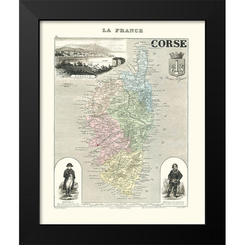 Corse Region France - Migeon 1869 Black Modern Wood Framed Art Print by Migeon