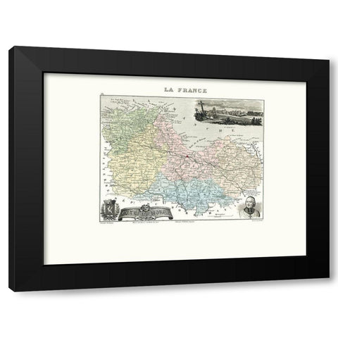 Cotes du Nord Region France - Migeon 1869 Black Modern Wood Framed Art Print by Migeon