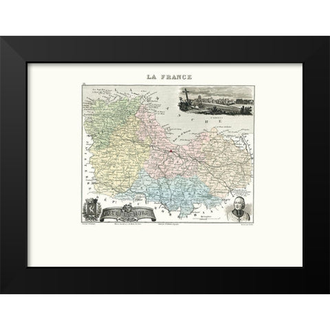 Cotes du Nord Region France - Migeon 1869 Black Modern Wood Framed Art Print by Migeon