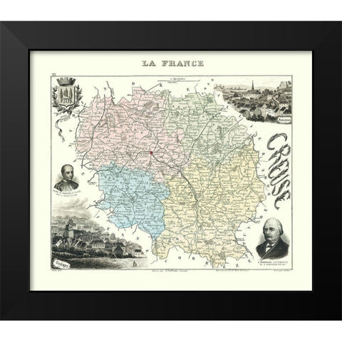 Creuse Region France - Migeon 1869 Black Modern Wood Framed Art Print by Migeon