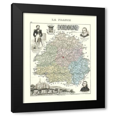 Dordogne Region France - Migeon 1869 Black Modern Wood Framed Art Print by Migeon