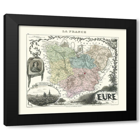 Eure Region France - Migeon 1869 Black Modern Wood Framed Art Print by Migeon