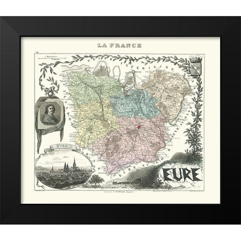 Eure Region France - Migeon 1869 Black Modern Wood Framed Art Print by Migeon