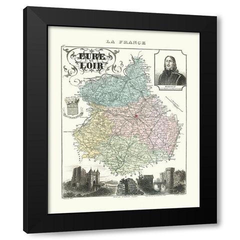 Eure et Loir Region France - Migeon 1869 Black Modern Wood Framed Art Print by Migeon