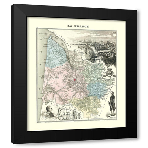Gironide Region France - Migeon 1869 Black Modern Wood Framed Art Print with Double Matting by Migeon