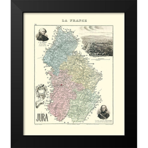 Jura Region France - Migeon 1869 Black Modern Wood Framed Art Print by Migeon