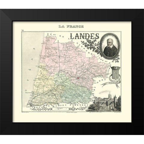 Landes Region France - Migeon 1869 Black Modern Wood Framed Art Print by Migeon