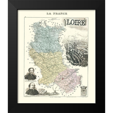 Loire Region France - Migeon 1869 Black Modern Wood Framed Art Print by Migeon