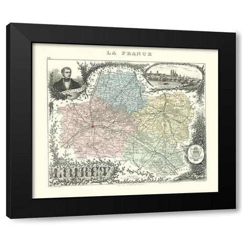 Loiret Region France - Migeon 1869 Black Modern Wood Framed Art Print by Migeon