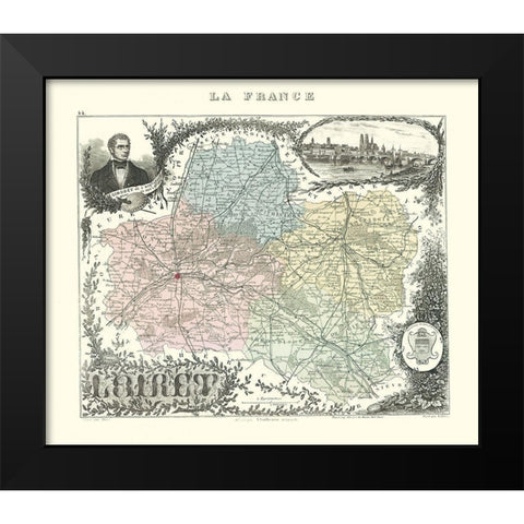 Loiret Region France - Migeon 1869 Black Modern Wood Framed Art Print by Migeon