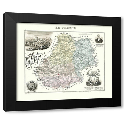 Lot Region France - Migeon 1869 Black Modern Wood Framed Art Print with Double Matting by Migeon