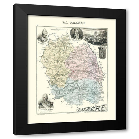 Lozere Region France - Migeon 1869 Black Modern Wood Framed Art Print by Migeon