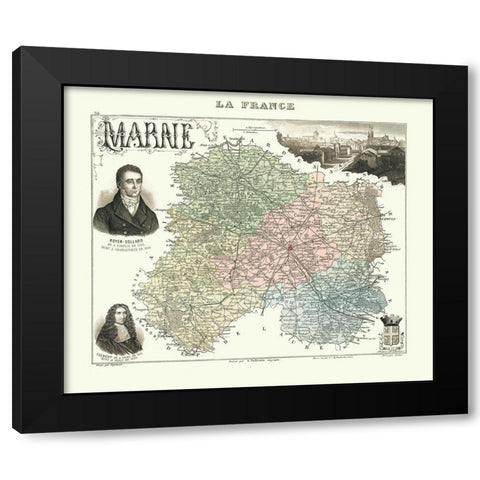 Marne Region France - Migeon 1869 Black Modern Wood Framed Art Print with Double Matting by Migeon