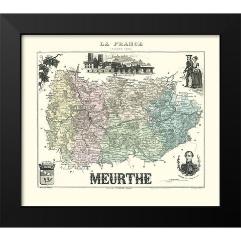Meurthe Region France - Migeon 1870 Black Modern Wood Framed Art Print by Migeon