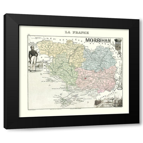 Morbihan Region France - Migeon 1869 Black Modern Wood Framed Art Print with Double Matting by Migeon