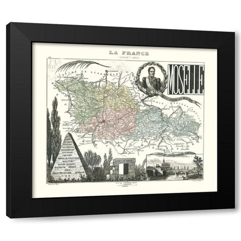 Moselle Region France - Migeon 1869 Black Modern Wood Framed Art Print with Double Matting by Migeon