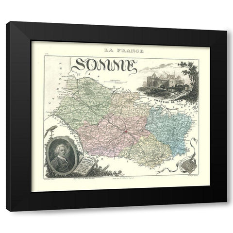 Somme Department France - Migeon 1869 Black Modern Wood Framed Art Print with Double Matting by Migeon