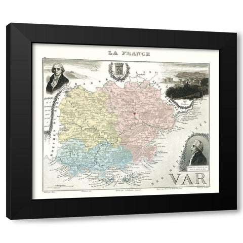 Var Department France - Migeon 1869 Black Modern Wood Framed Art Print with Double Matting by Migeon