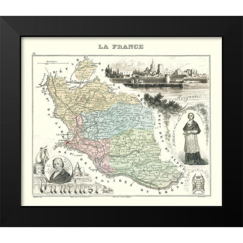 Vaucluse Department France - Migeon 1869 Black Modern Wood Framed Art Print by Migeon