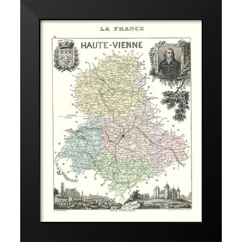 Haute Vienne France - Migeon 1869 Black Modern Wood Framed Art Print by Migeon