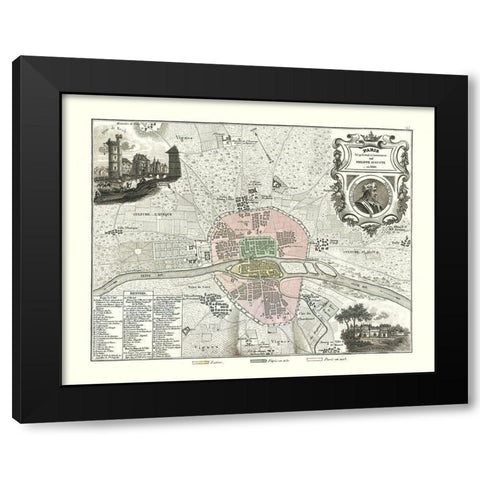 Paris France 1180 - Migeon 1869 Black Modern Wood Framed Art Print by Migeon