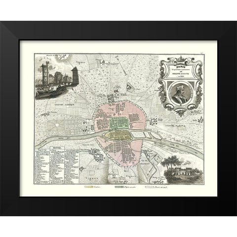 Paris France 1180 - Migeon 1869 Black Modern Wood Framed Art Print by Migeon