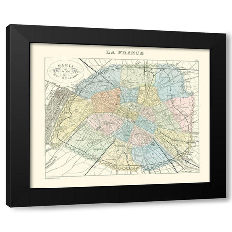 Paris France - Migeon 1869 Black Modern Wood Framed Art Print with Double Matting by Migeon