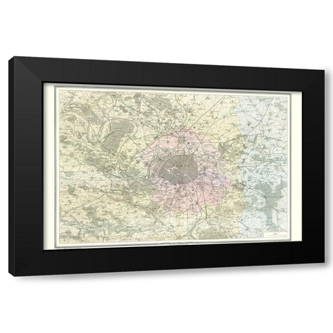 Paris France Region - Migeon 1869 Black Modern Wood Framed Art Print by Migeon