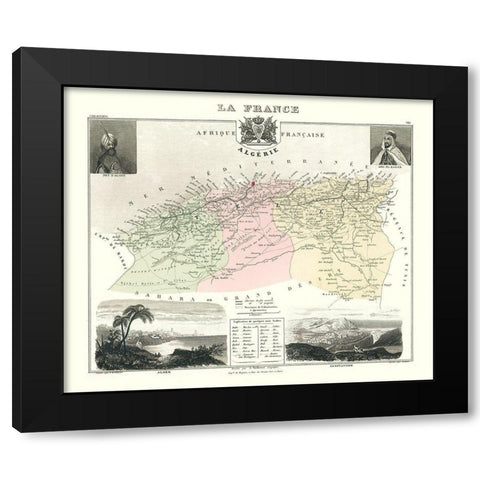 Mediterranean Algeria - Migeon 1869 Black Modern Wood Framed Art Print by Migeon
