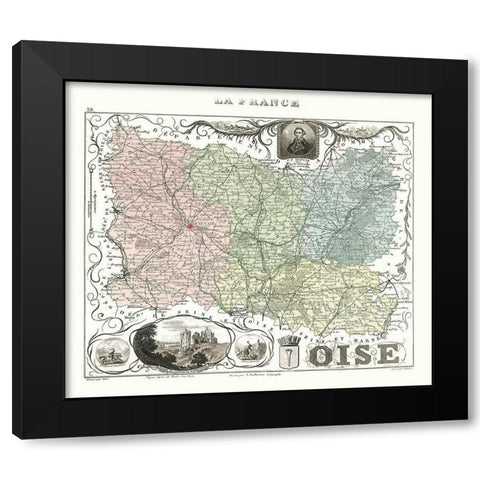 Seine et Oise Department France - Migeon 1869 Black Modern Wood Framed Art Print with Double Matting by Migeon