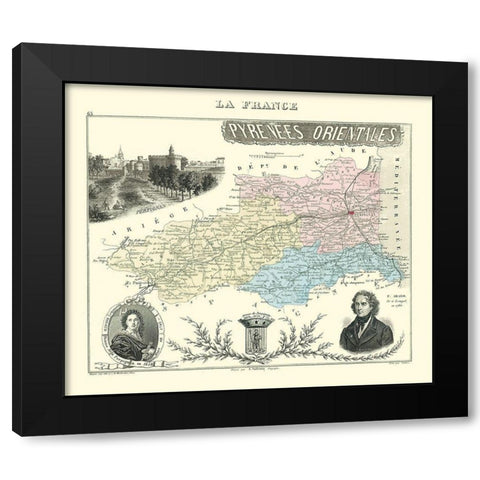 Pyrenees Orientales Department France - Migeon Black Modern Wood Framed Art Print by Migeon