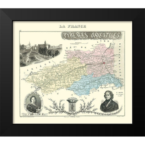 Pyrenees Orientales Department France - Migeon Black Modern Wood Framed Art Print by Migeon