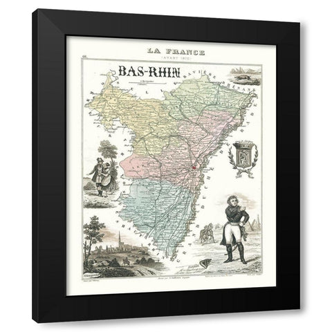Bas Rhin Department France - Migeon 1869 Black Modern Wood Framed Art Print with Double Matting by Migeon